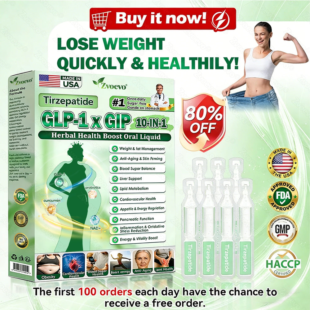 Official Store 🇺🇸 | Zvoevo® Tirzepatide GLP-1 × GIP 10-in-1 Herbal Health Booster Oral Drops (Once daily, visible changes in 7 days)  ✅ Suitable for various conditions such as obesity, loose skin, diabetes, sleep apnea, joint issues, and more 🔥