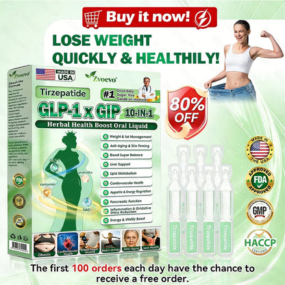 Official Store 🇺🇸 | Zvoevo® Tirzepatide GLP-1 × GIP 10-in-1 Herbal Health Booster Oral Drops (Once daily, visible changes in 7 days)  ✅ Suitable for various conditions such as obesity, loose skin, diabetes, sleep apnea, joint issues, and more 🔥