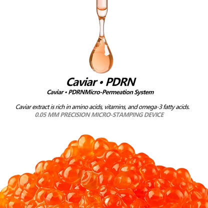 flysmus® Micro-Infusion System — Caviar · PDRN · Exosome Renewal 0.05 mm stamp with Hyaluronic Acid & Collagen Peptides for firmer, smoother, brighter skin in 5 minutes at home
