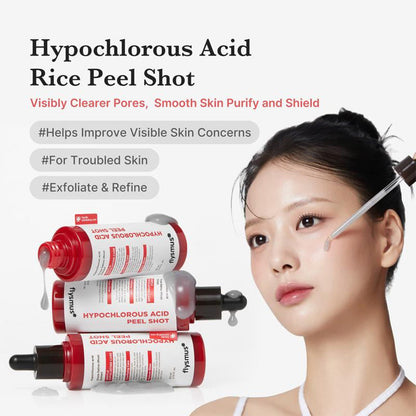 Hypochlorous Acid Rice Peel Shot Duo For Face & Body | Gentle Exfoliating Serum for Dead Skin Cells & Pore Care, Blackheads & Excess Sebum Control | Rice Extract, Hypochlorous, Panthenol for Hydrating & Smoothing Care