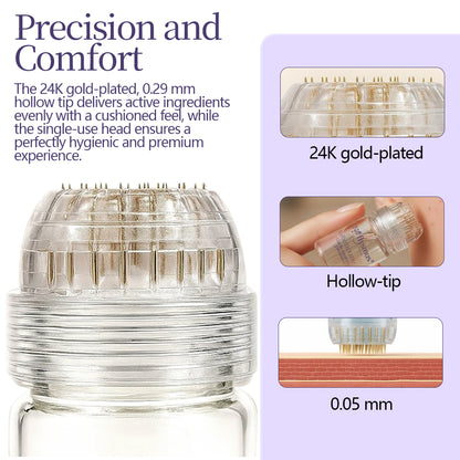 flysmus® Micro-Infusion System — Caviar · PDRN · Exosome Renewal 0.05 mm stamp with Hyaluronic Acid & Collagen Peptides for firmer, smoother, brighter skin in 5 minutes at home