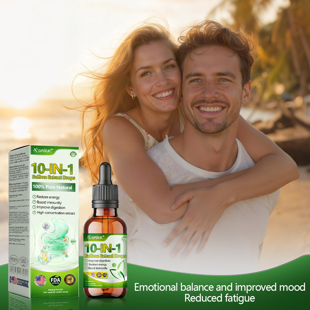 FDA 🇺🇸 | Official US 🇺🇸 Store —GFOUK® 100% Pure 10-in-1 Saffron Extract Drops(Lose Weight, Stay Calm, Support Heart Health, Help Balance Blood Pressure & Blood Sugar, Ease Joint Stiffness, Reduce Fatigue, Improve Digestive Comfort)